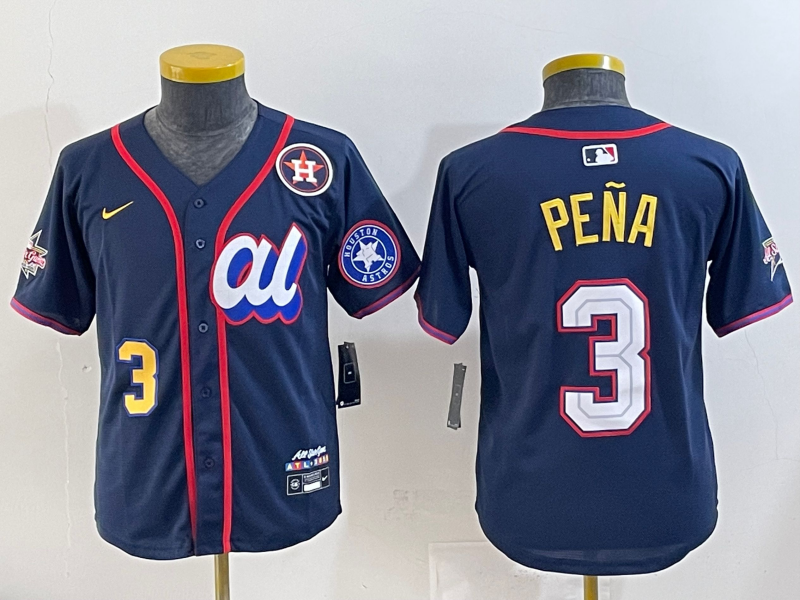 Youth 2025 Houston Astros #3 Pena Drak Blue All star Nike MLB Jersey style 004